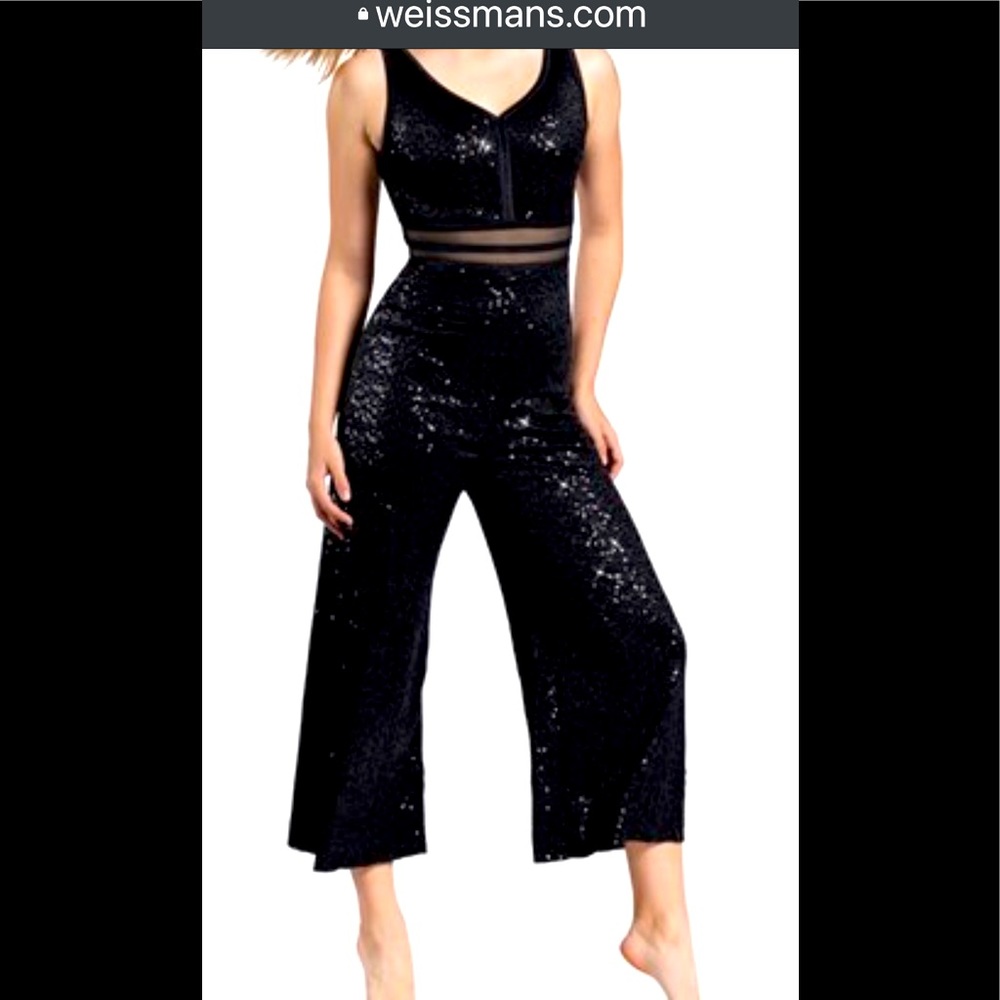 Girls Size 10/12 Black Sequined Jumpsuit by Weissman